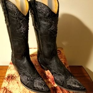 Old Gringo Black Embroidered Leather Heeled Boots